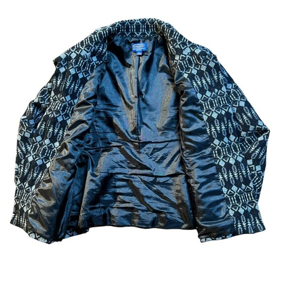 Women's Pendleton 100% Wool Jacquard Pattern Zipper Jacket Coat Blazer - Large - Picture 5 of 15